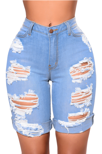 plus size 5 colors summer new stylish holes pockets denim shorts