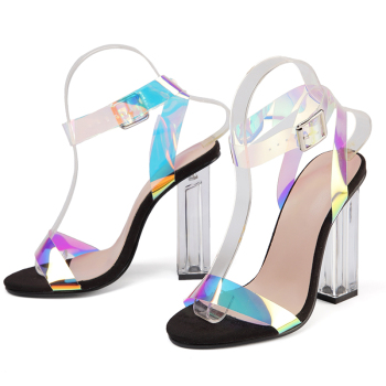 new stylish colorful strap thick heel high heel sandals(heel height:more than 8 cm)