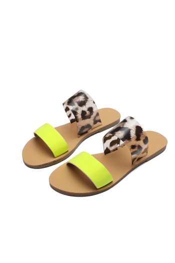 new stylish leopard pu beach casual holiday slippers