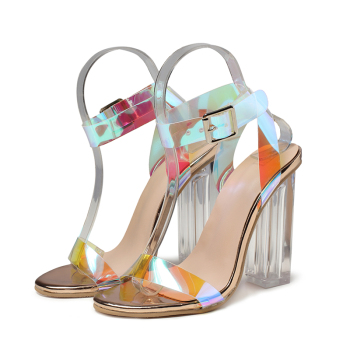 new stylish colorful transparent chunky high heels sandals(heel height:10.5cm)