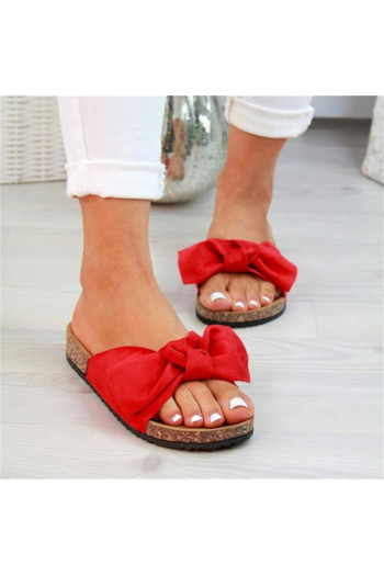 solid color bowknot open toe stylish beach slippers
