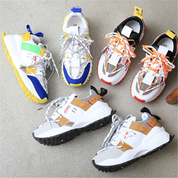three colors lace-up breathable stylish casual daddy shoes