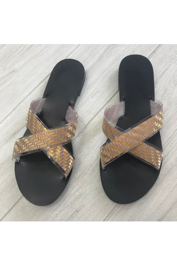 new two colors shining stylish beach flat slippers