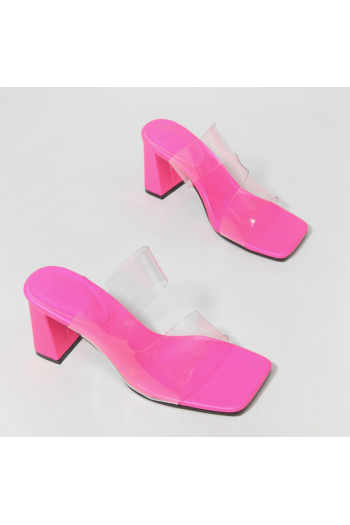 new stylish candy color transparent simple holiday sandals (heel height:7.5cm)