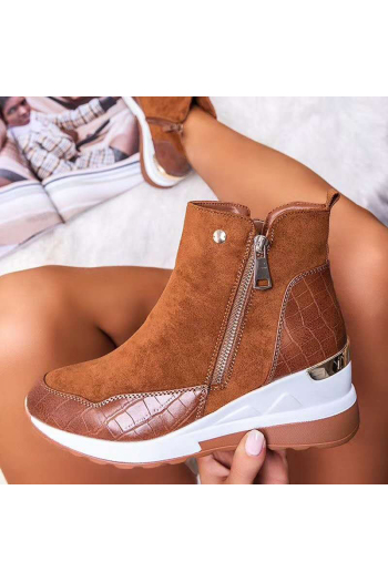 autumn new stylish pu synthetic leather splice boots(heel height:6cm)