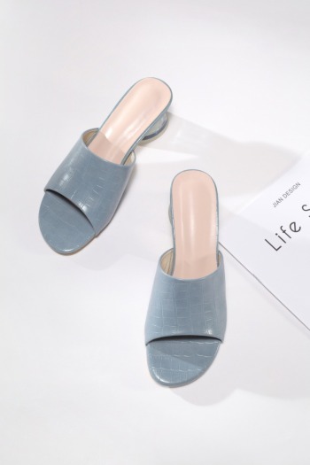 new three colors peep toe crystal heel stylish mid heel slippers