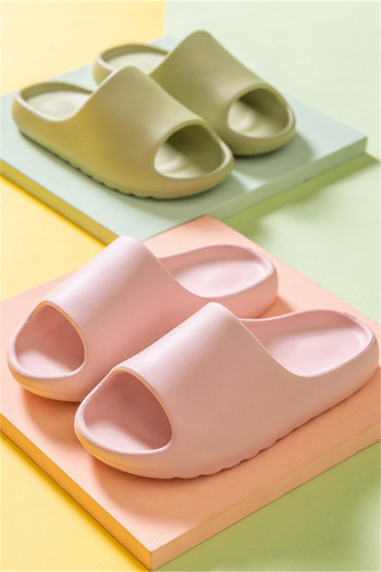 summer solid color peep toe stylish simple beach pu couple slippers