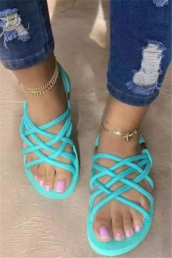 summer new solid color stylish casual flat sandals