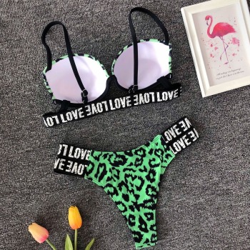 Hot LOVE Print Sexy Strip Padded Sexy Bikini