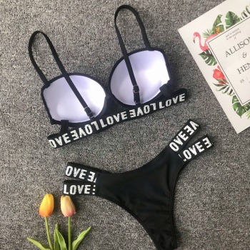 Love Pattern Sexy Padded Hot Bikini