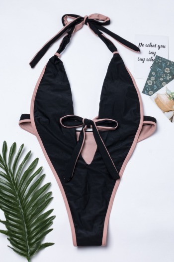 Contrast Ccolor Sexy Padded Hot One-Piece Swimsuit