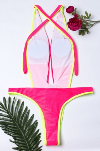 Contrast Ccolor Sexy Padded Hot One-Piece Swimsuit