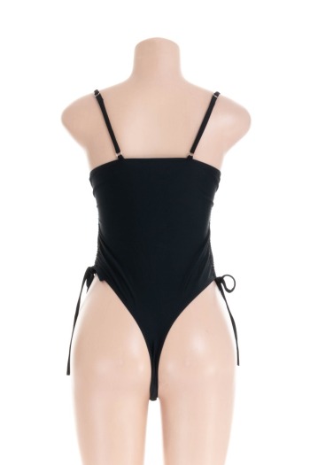Summer New Solid Color Sexy Lace Side Hot One-Piece Swimsuit
