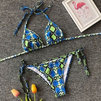 Blue Snake Pattern Sexy High Quality Bikini