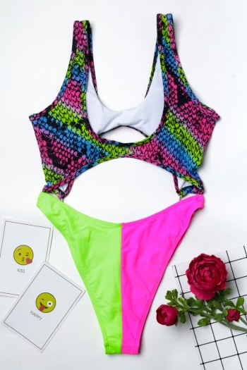 Multicolor Sexy Padded Open Front Swimsuit 