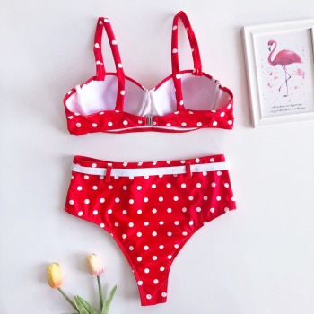 Red Dots Padded High Waist Sexy Bikini