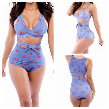 Women's Blue&Star Printed Swimsuits