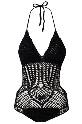  Women's Crochet Overlay One-Piece Swimsuit