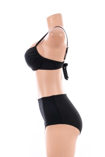 Sexy Black Retro Waist Two-piece Swimsuit