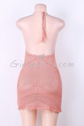 Women's Pink Crochet Little Dress