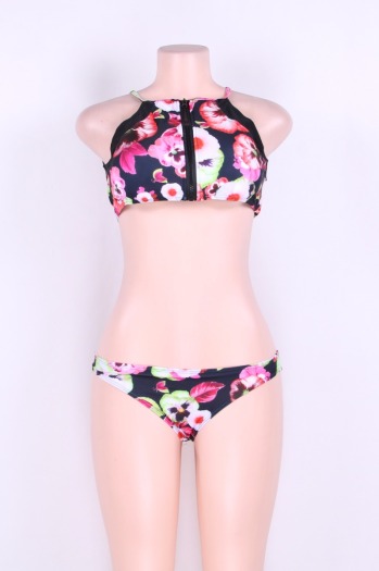 Zippered Floral High Quality Fashion Bikini