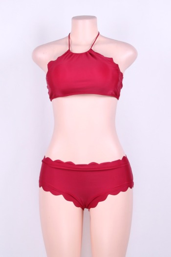 Rose Red High Waist Cute Padded Bikini