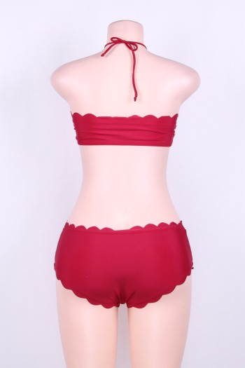 Rose Red High Waist Cute Padded Bikini