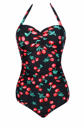 Cherry Print One-Piece Plus Swimsuit