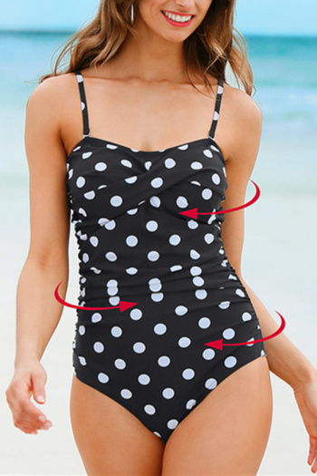 plus size Wavelet Dot Slim Fit Cross Body Swimsuit