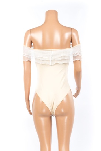 unpadded  Strapless sexy three-dimensional ruffled one-piece swimsuit