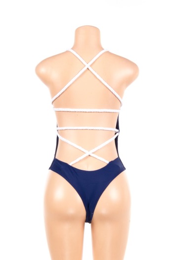 padded Solid color sexy back hollow swimsuit