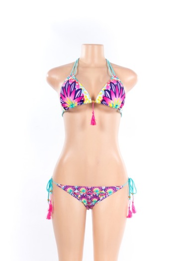 Split printed strap bikini