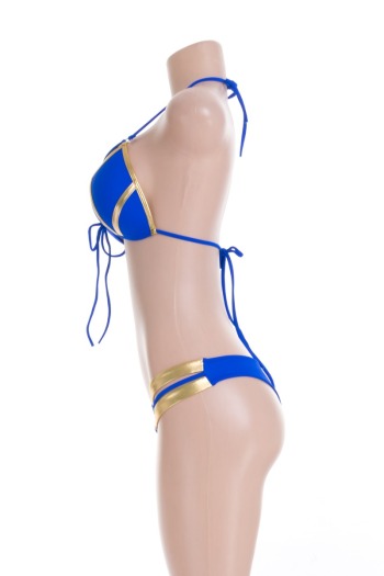 Sexy stitching bikini ladies lace-up swimsuit  (new color added)