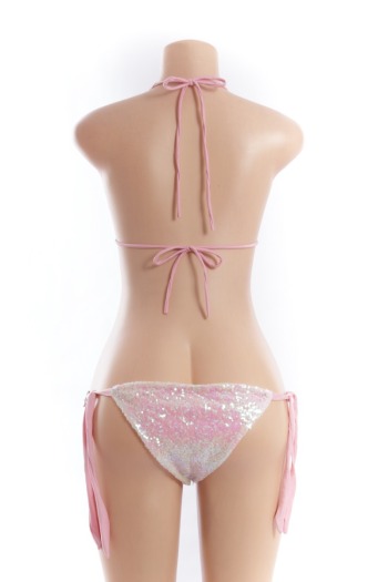 padded Sequined waistband with diamonds and sexy bikini two-piece set