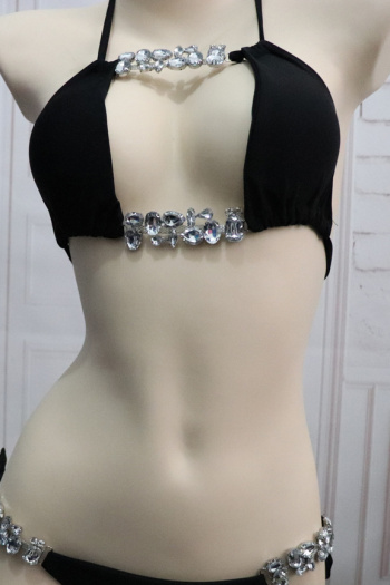 padded Bright Diamond Lace Halter Sexy Bikini Two-Piece Set