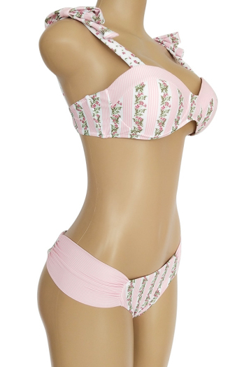 Sexy Bow Striped Sling Printed Two-Piece Bikini Swimsuit