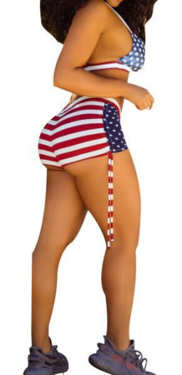 Sexy American Flag Printing Two Piece Set Swimwear