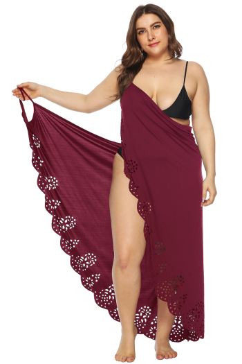 plus size new stylish oversized sling backless hollow irregular stretch beach dress cover-ups