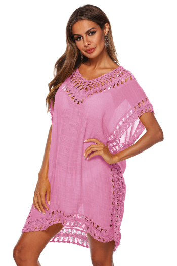 new nine colors loose hollow crochet splice solid color cute beach cover-ups
