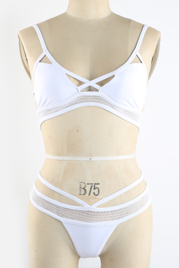 UNPADDED new stylish adjustable strap hollow solid color stretch bikini