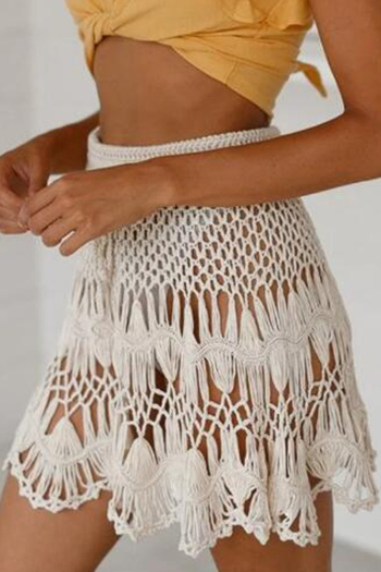 new stylish eight colors hollow see through bohemian style crochet stretch beach skirt