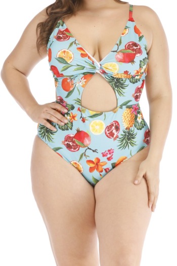 plus size sexy temperament color printed halter high waist one set bikini