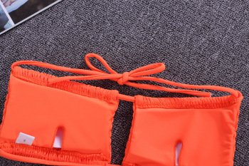 Sexy stylish square padded 6 colors folds hollow open back two-piece bikini 