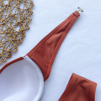 Sexy hot padded rose gold fastener connection two-piece bikini