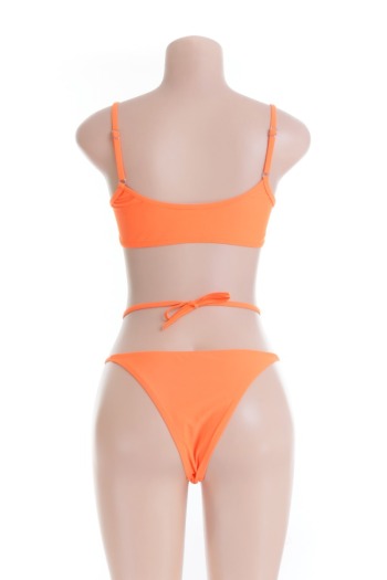Sexy hot padded solid color bandage open back two-piece bikini