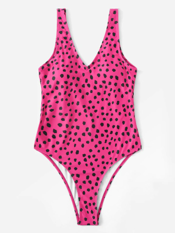 Stylish fresh sports padded dots printed one-piece swimwear