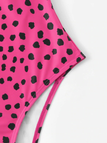 Stylish fresh sports padded dots printed one-piece swimwear