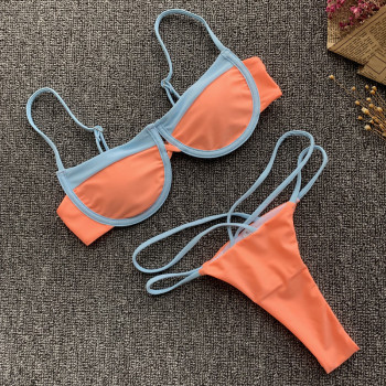 New sexy hot padded 3 colors bandage two-piece bikini with steel support