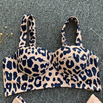 New sexy hot padded leopard printed hollow sling two-piece bikini