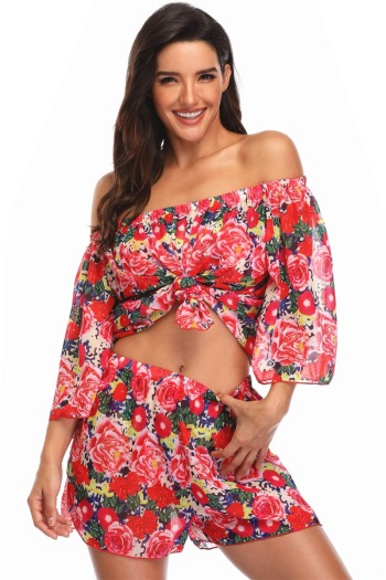 New peonies print sexy two-piece beach cover-ups